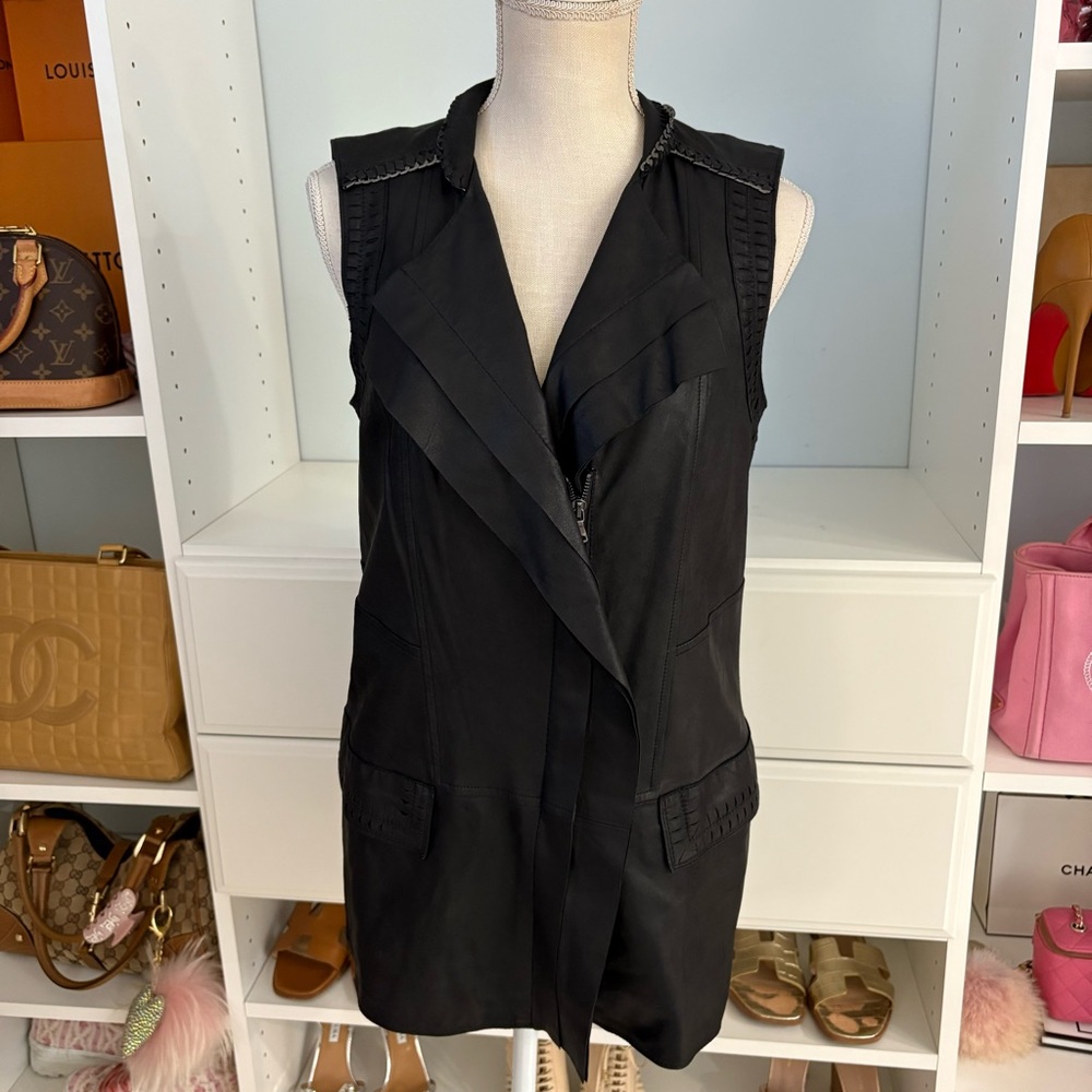 NEW Kobi Halperin $898 Ivette Belted Real Leather Vest 🖤